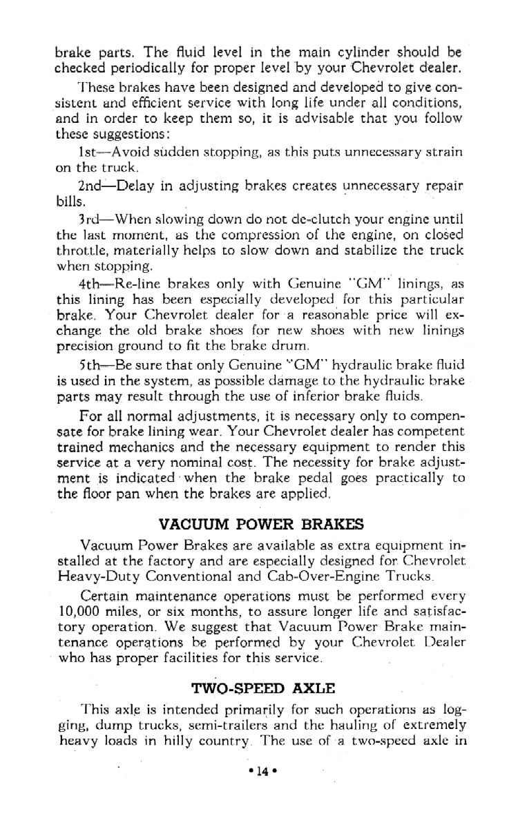 1942 Chevrolet Truck Owners Manual Page 12